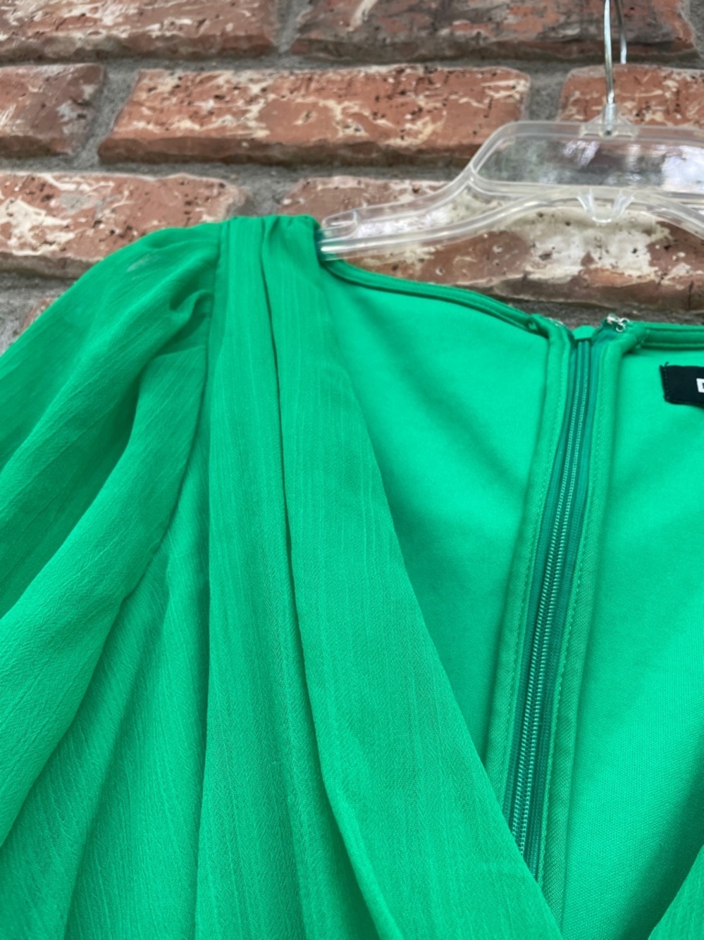 DKNY Emerald Green Chiffon Wrap Midi Dress - Picture 7 of 9